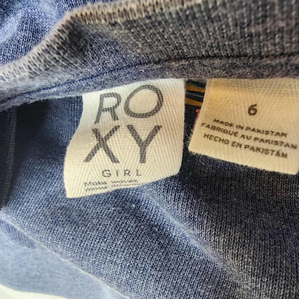 Roxy girls Ribbed Crew neck Sweater, Size 6, Heathered Navy Blue. - Picture 8 of 8